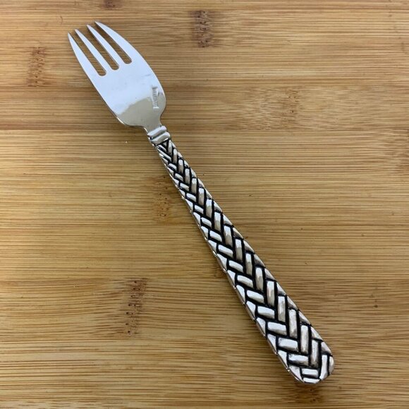 Godinger Weave Silverplate Flatware Lot of 7 Pieces Forks Knives Soup Spoon - Picture 7 of 10